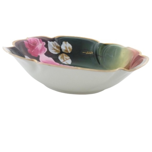 ANTIQUE PSL IMPERIAL AUSTRIA~HAND PAINTED SERVING BOWL~GOLD EDGE~C.Dupuy~10.5 IN - Picture 3 of 5